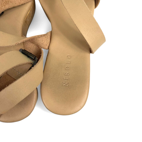 Anthropologie Nisolo Sarita Wooden Wedge Sandal Women Sz 7.5 Mexico Boho Comfort - Picture 5 of 7
